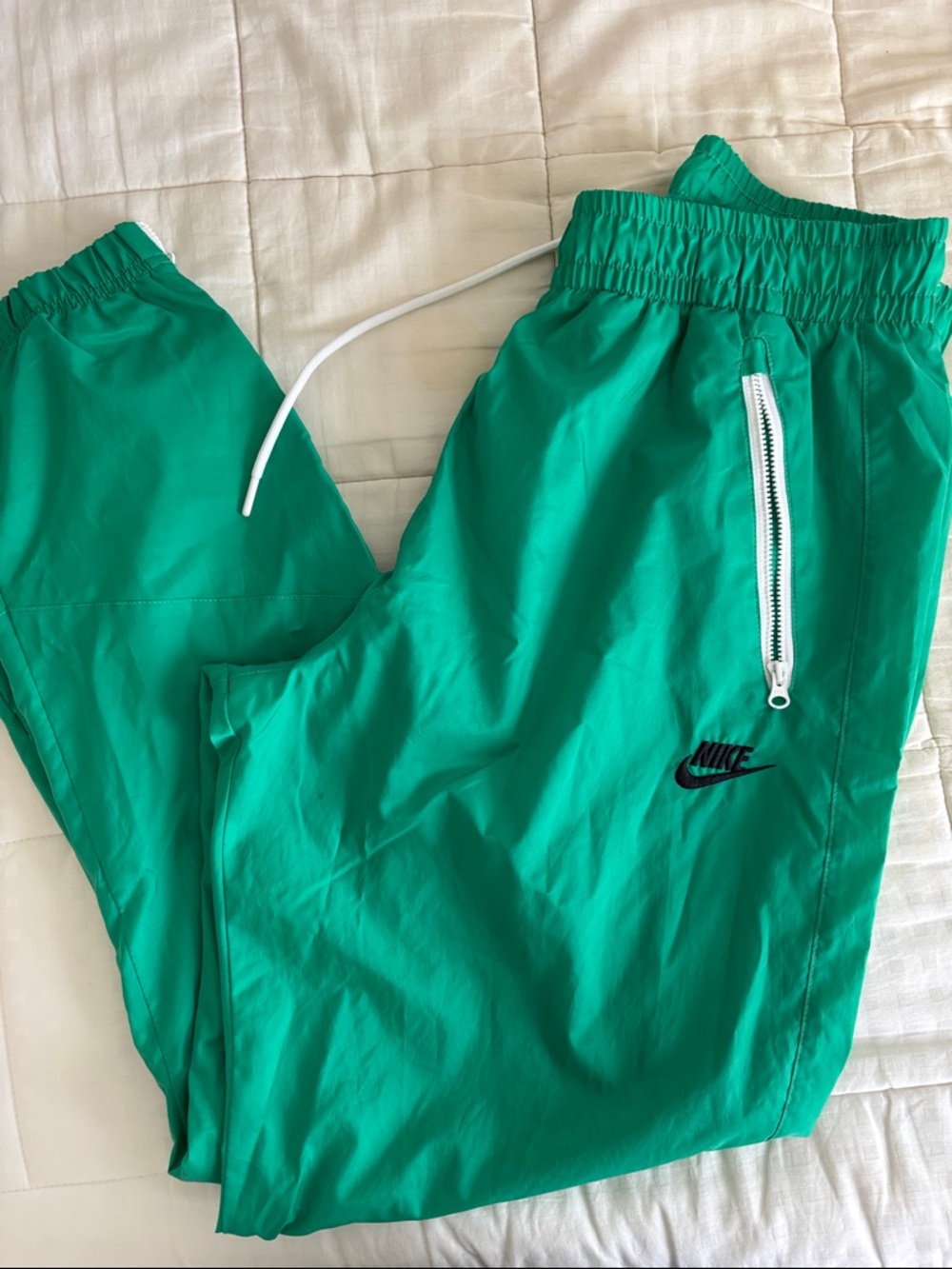 Nike Kids Teal Green Track Joggers with White Zip